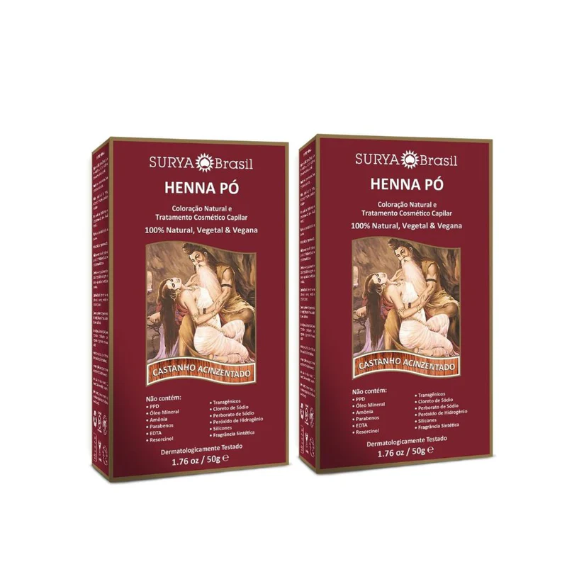 Pack 2 henna polvo castaño ceniza Surya Brasil 50 gr