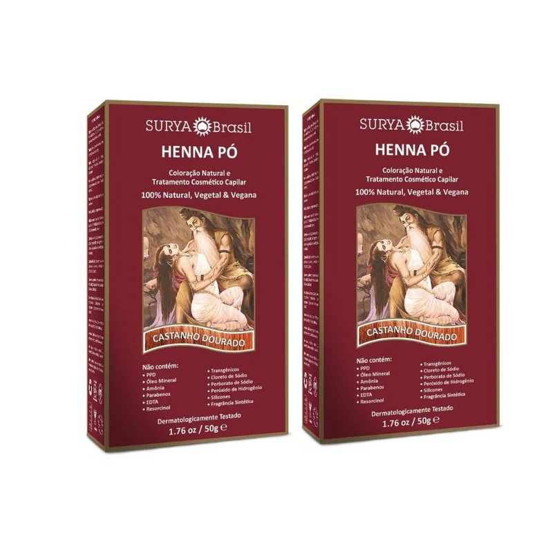 Pack 2 henna polvo castaño dorado Surya Brasil 50 gr