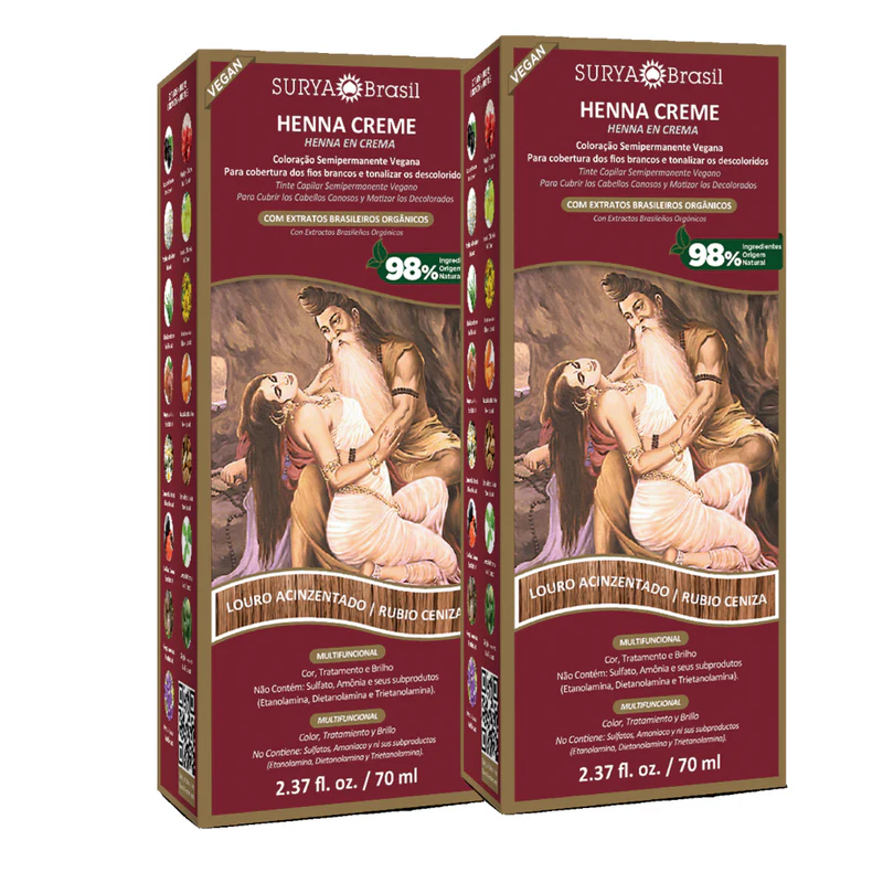 Pack henna crema rubio ceniza Surya Brasil 70 ml x2